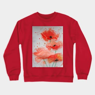 Red Poppy Watercolor Painting Crewneck Sweatshirt